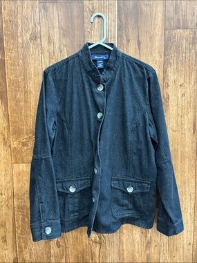 Denim&Co Black Lightweight Button-Front Shirt Jacket